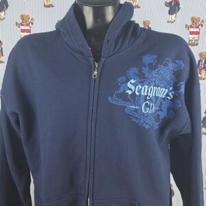 Y2K Segrams Gin graphic print blue on blue XL zip-up hoodie sweatshirt jacket